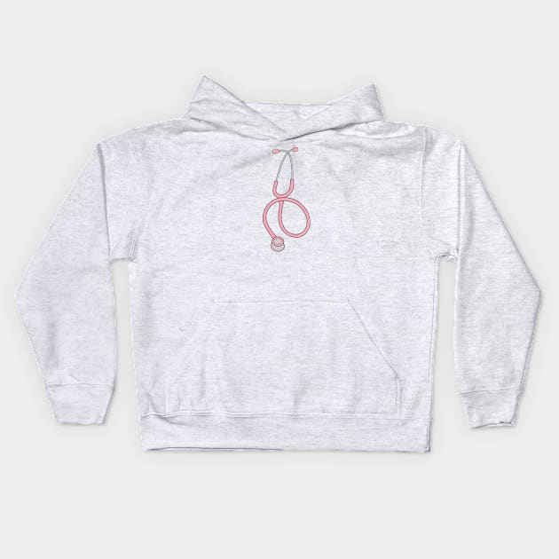 Pink stethoscope Kids Hoodie by Dr.Bear